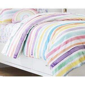 POTTERY BARN KIDS  Duvet Cover TWIN Kayla Watercolor Stripe 100% Organic Cotton